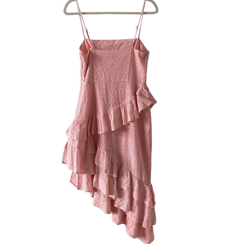 NBD Revolve Pink Lace Ruffle Dress Women's Small Asymmetrical Hem Cocktail Party